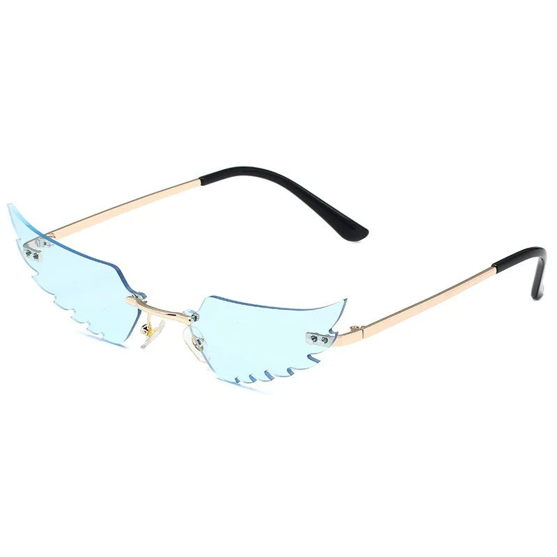Wings Shape Rimless Sunglasses Women Ins Frameless Eyeglasses Female Party Funny Glasses Trend Eyewear Ocolus De Sol Feminino