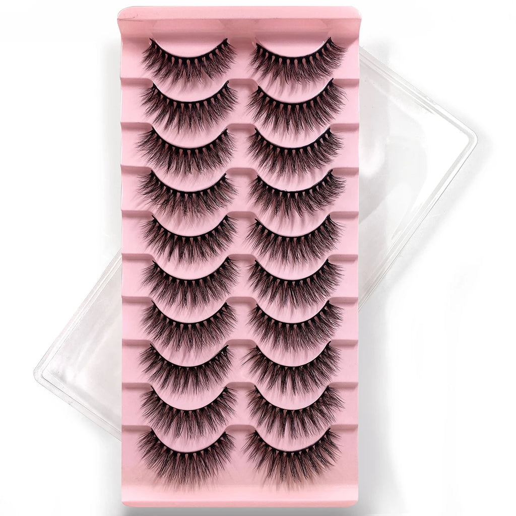 10Pairs Multipack 3D Mink Lashes False Eyelashes Handmade Wispy Fluffy Long Lashes Natural Eye Makeup Tools Eye Lashes H13 E08