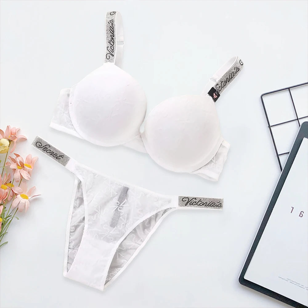 Victoria's Secret Women's New Sexy Lingerie Sporty Classic Padded Adjustable push up Lingerie Underwear Set Bras and Panty Set