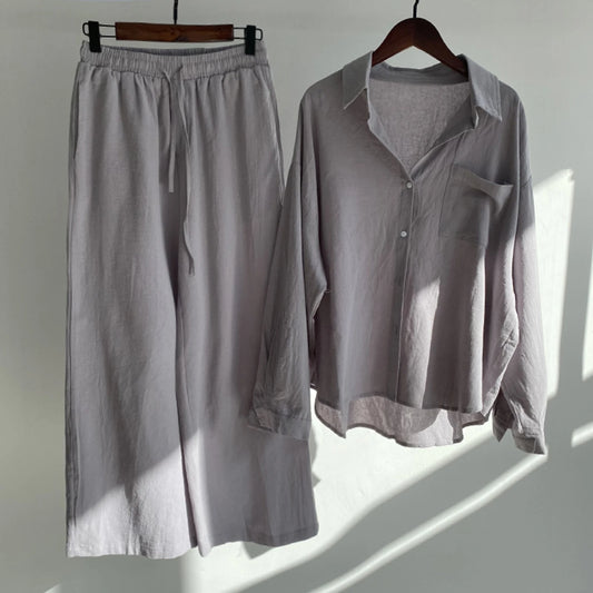 Sprind Summer Cotton Linen Women's 2 Piece Sets Outfits Printed Elegant Casual Plus Size Matching Set Women's Suit Blouse Pants