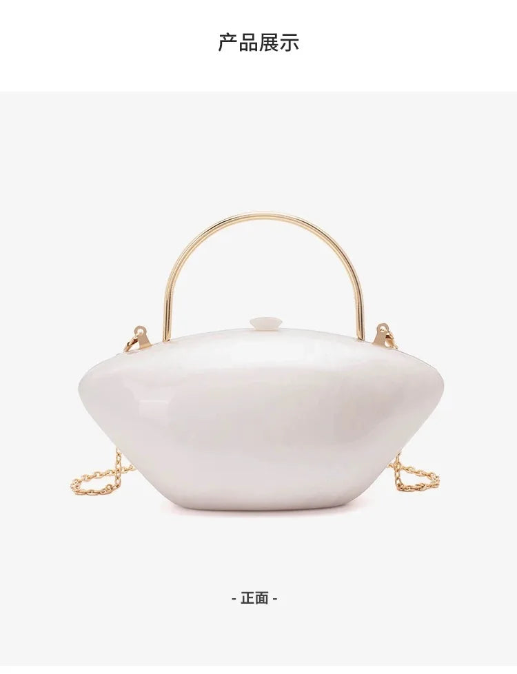 2025 new Luxury Acrylic Lady Bag Fashion and Personalized   Dinner Bag Single Shoulder Crossbody cute ivory pearl color purse