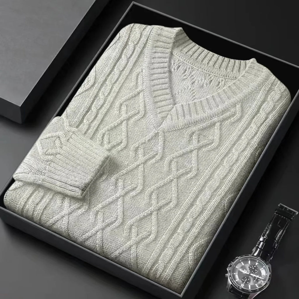 Men’s Solid‑Color Thickened Cardigan
