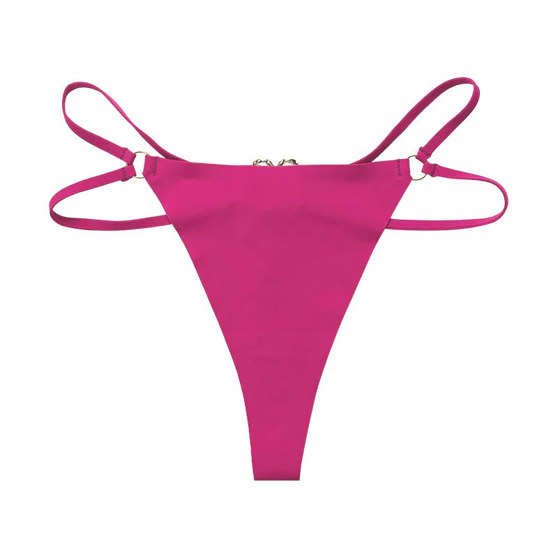 Ice Silk Seamless G‑String Thong — Women’s Lightweight Underwear with Iron‑Ring Detail (S–XL)
