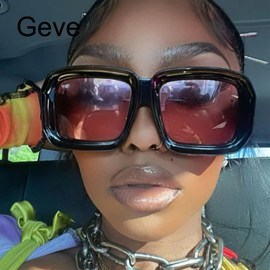 Fashion Square Sunglasses Women Luxury Vintage Big Frame Gradient Lenses Sun Glasses Female Popular Trends Shades UV400