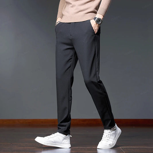 Autumn Winter High Quality Casual Pants Men Business Slim Elastic Waist Jogger Outdoors Korean Thick Classic Work Suit Trousers