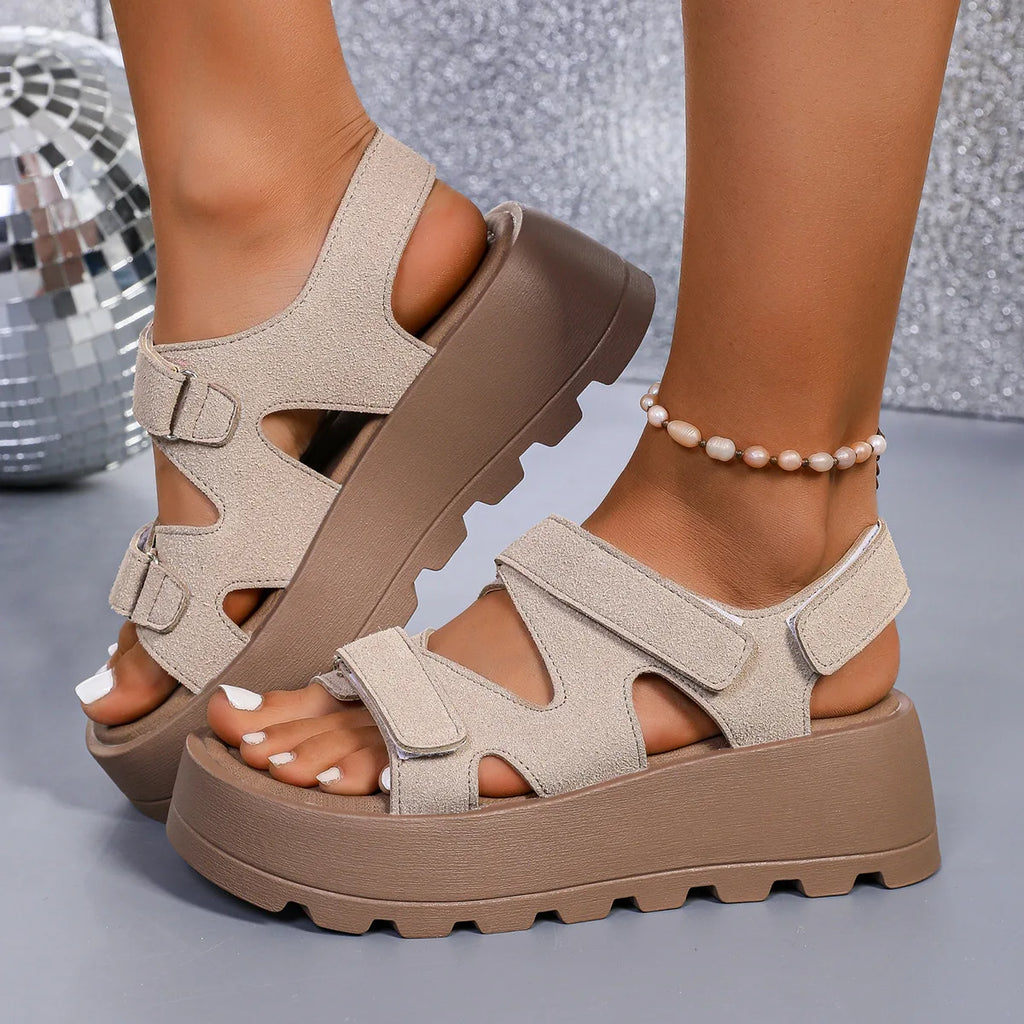 Women’s Retro Platform Sandals – Open Toe High‑Heel Summer Shoes | Casual Height‑Boosting Sandalias Femininas