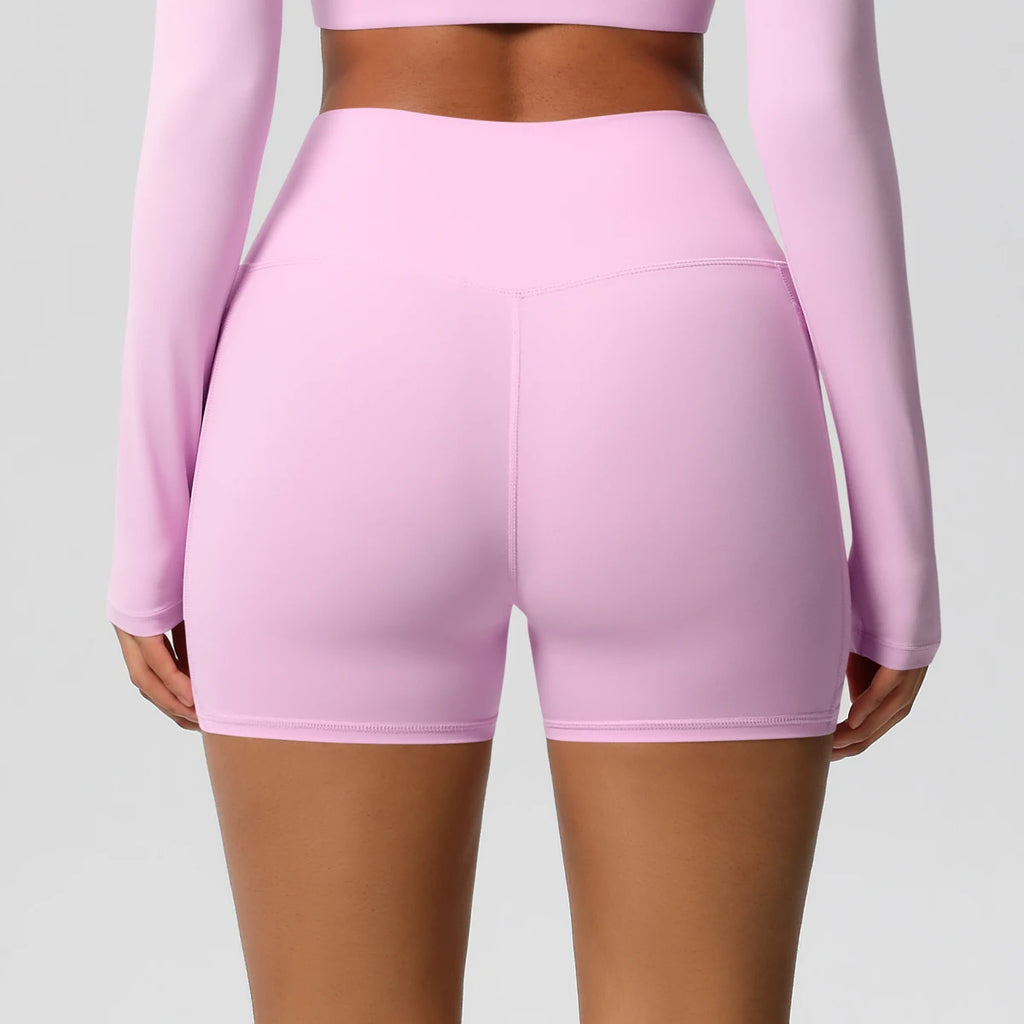 Women’s Seamless High Waist Sports Shorts with Pockets