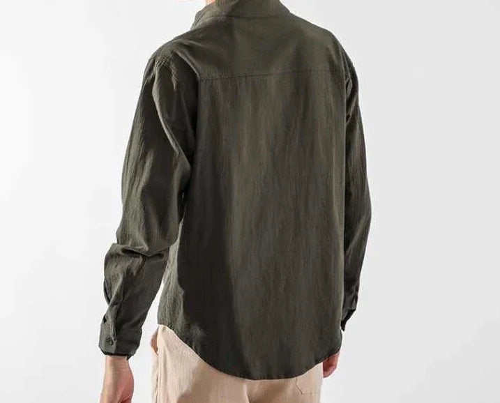 White Linen Shirt with Pocket