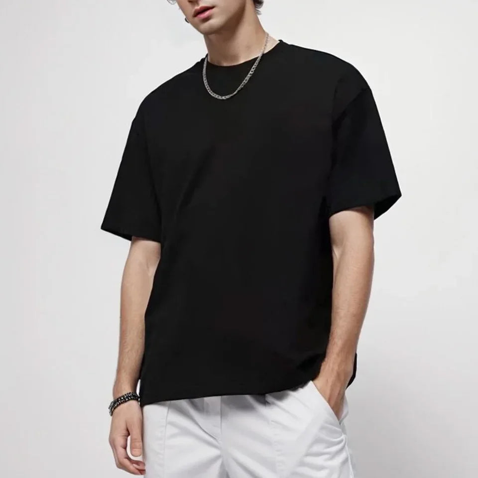 100% Cotton Men’s T‑Shirt | High‑End Breathable Summer Casual Round Neck Tee