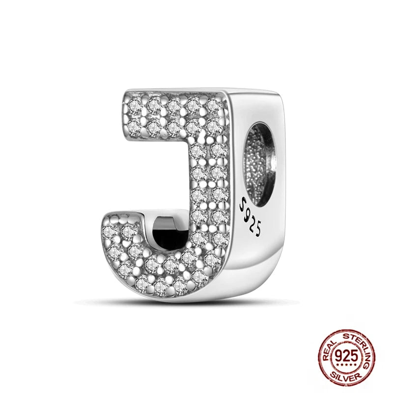 Fit Pendant Original Bracelets Charms Plata De Ley 925 Silver 26 A-Z Alphabet Letters Charm Beads For Women DIY Birthday Jewelry