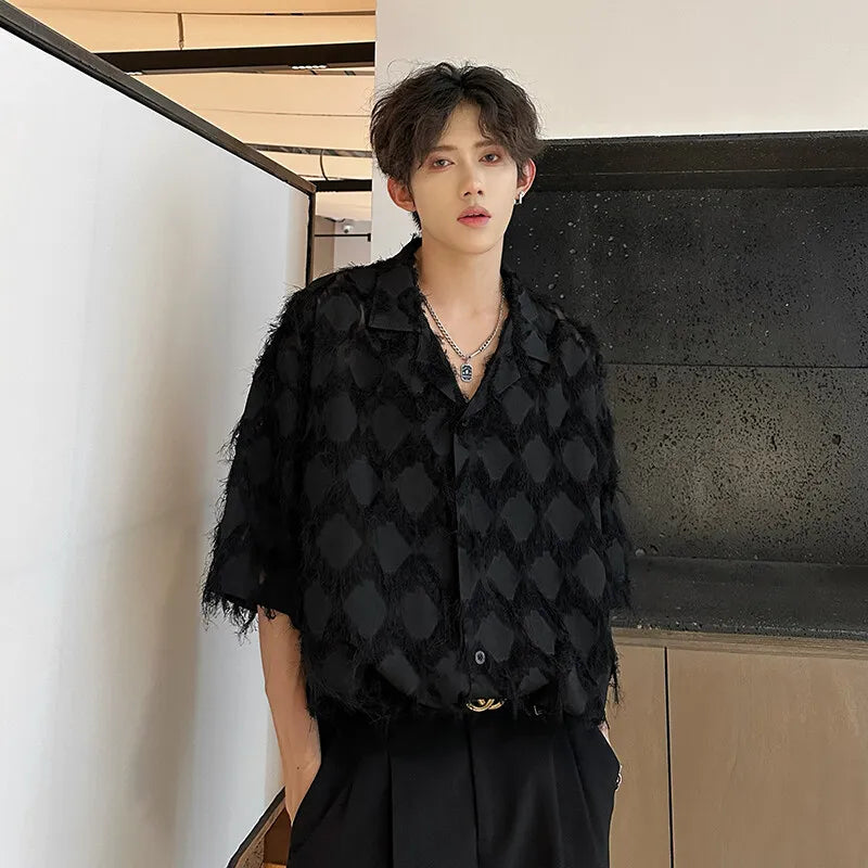 Loose Short‑Sleeve Suit‑Collar Shirt