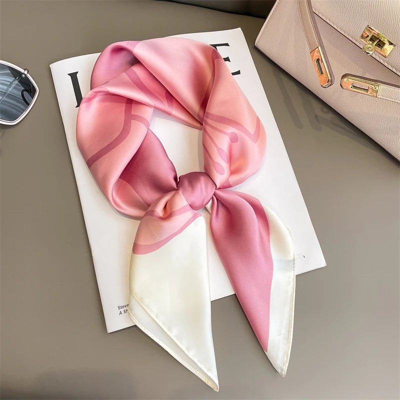 Fashion Scarves for Women Shawl Print Silk Satin Hijab Scarf Female Bandana 70*70cm Luxury Brand Square Shawls Scarfs For Ladies