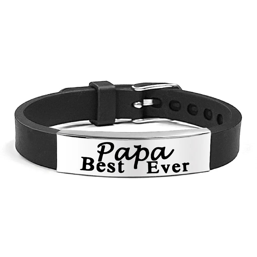 Inspirational Quote Bracelet for Father – Stainless Steel Adjustable Wristband Gift for Men