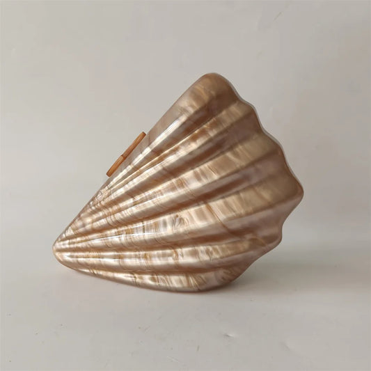 Shell Brown Acrylic Marble Pearl Box Evening Clutch Bag Women Luxury Designer Purses And Handbag Wedding Party Stones Day Wallet