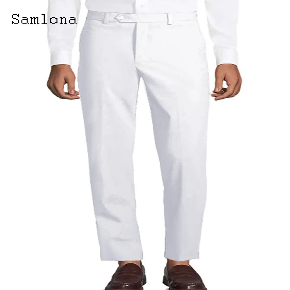 Solid White Formal Suit Pants