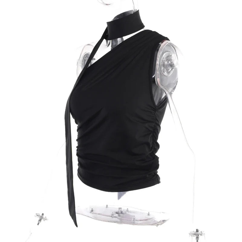 Women’s Backless Halter Crop Top – Sexy Off‑Shoulder Y2K Sleeveless Summer Tank for Club & Casual Wear