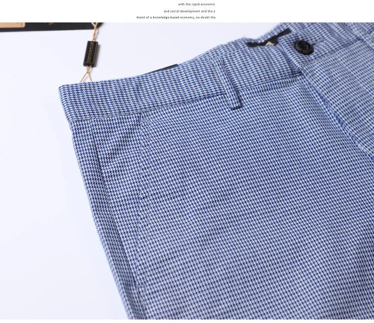 Slim Plaid Blue Suit Pants