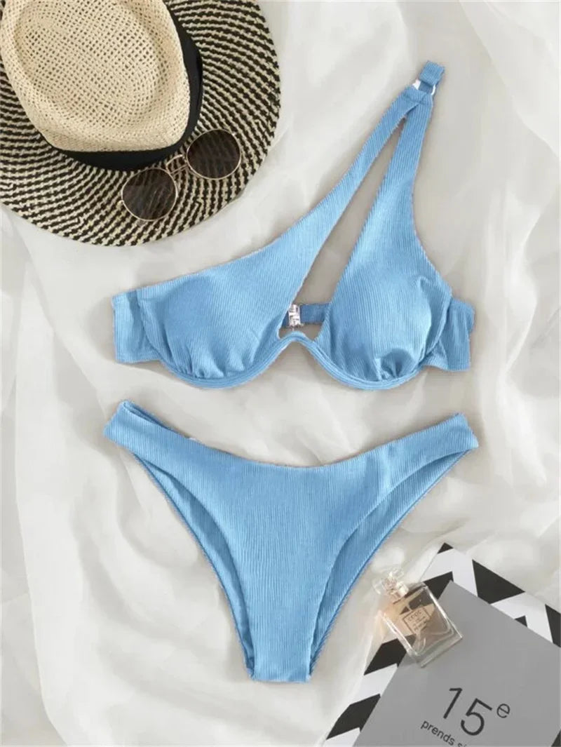 One‑Shoulder Push‑Up Micro Bikini