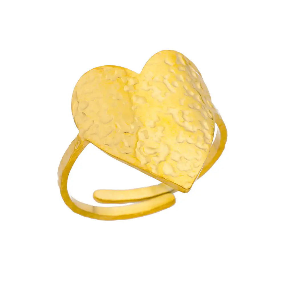 Minimalist Textured Stainless Steel Geometric Rings – Gold Open Adjustable Couple Ring for Women & Men