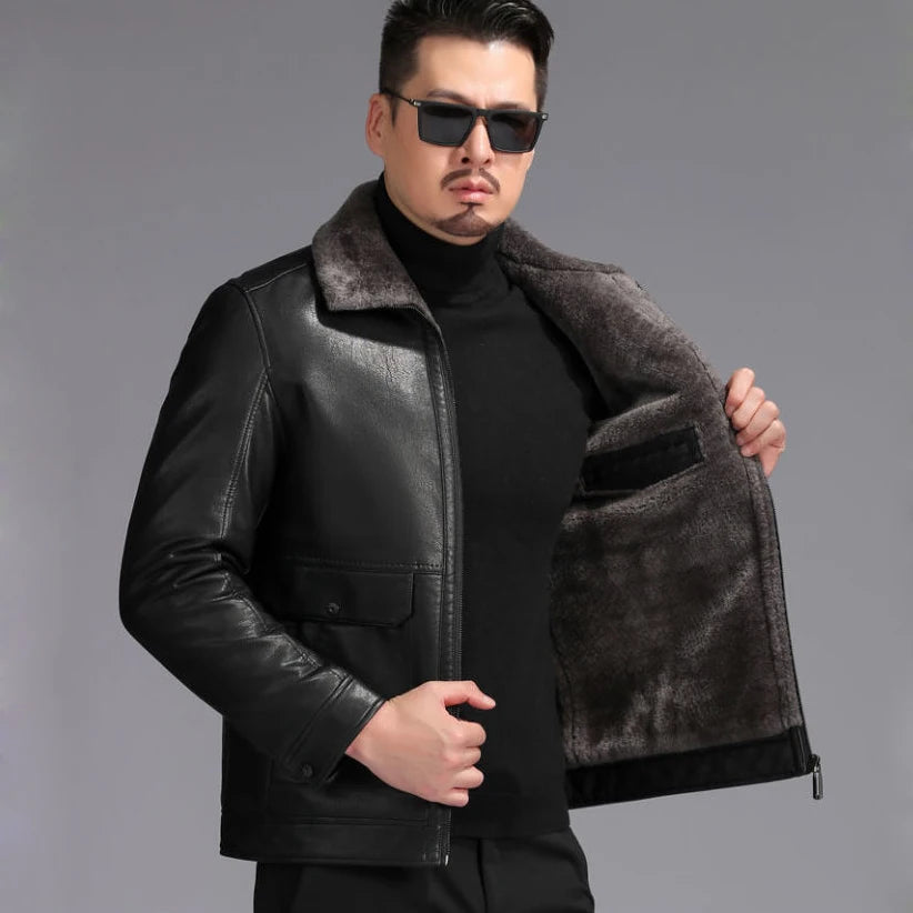 Genuine Sheepskin Leather Fur Jacket