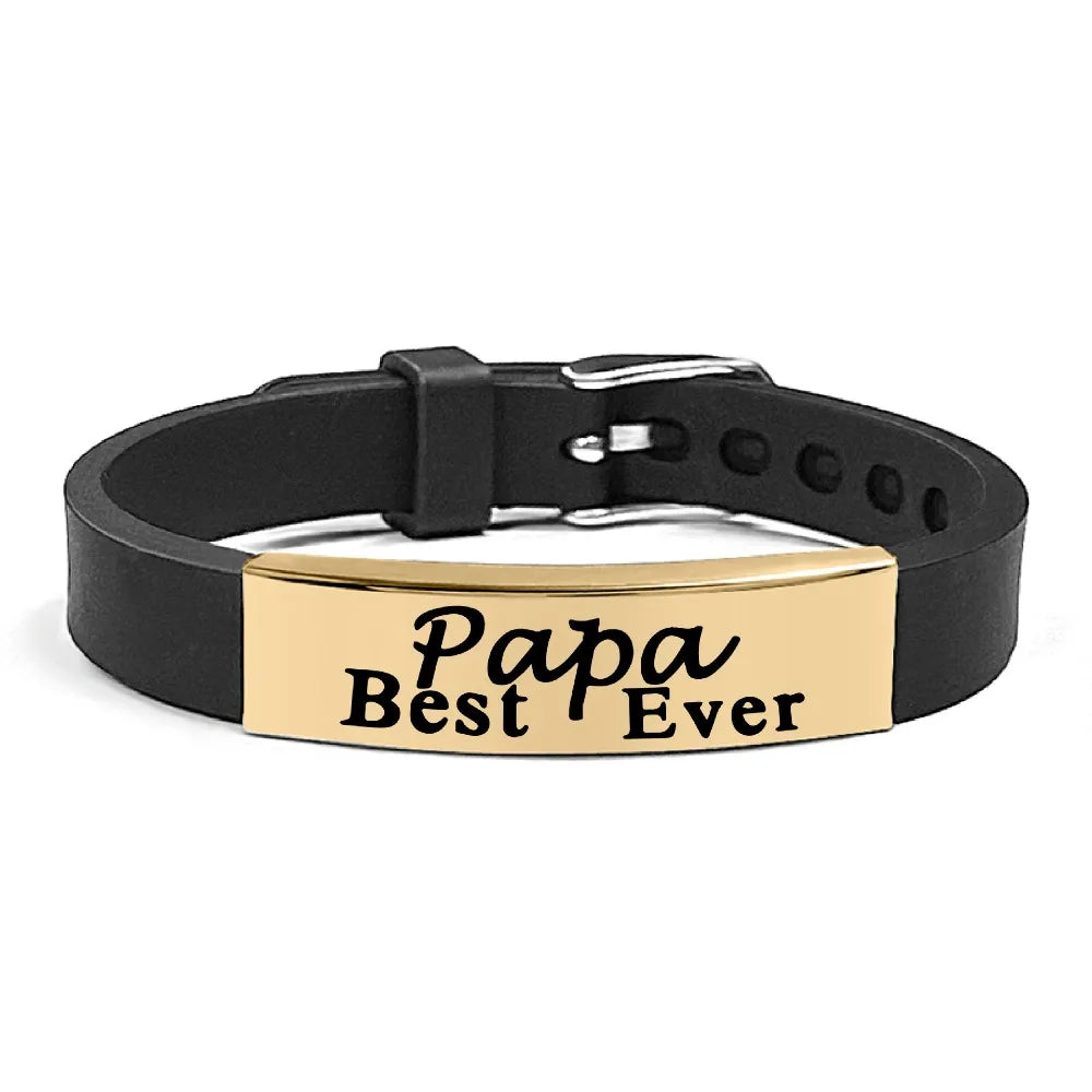 Inspirational Quote Bracelet for Father – Stainless Steel Adjustable Wristband Gift for Men