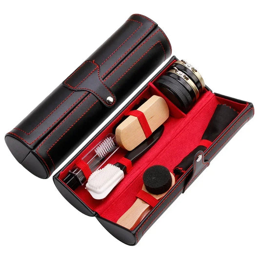1set Leather Shoes Polish Set Brush Cleaning Kit Keep Shiny Clean Tools for Leather Shoes Care Kit Portable for Boots Sneakers