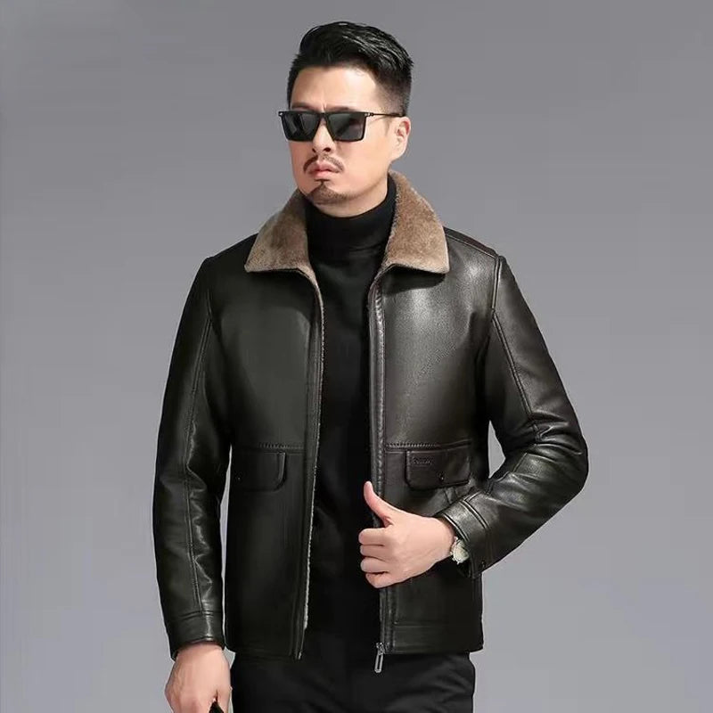 Genuine Sheepskin Leather Fur Jacket