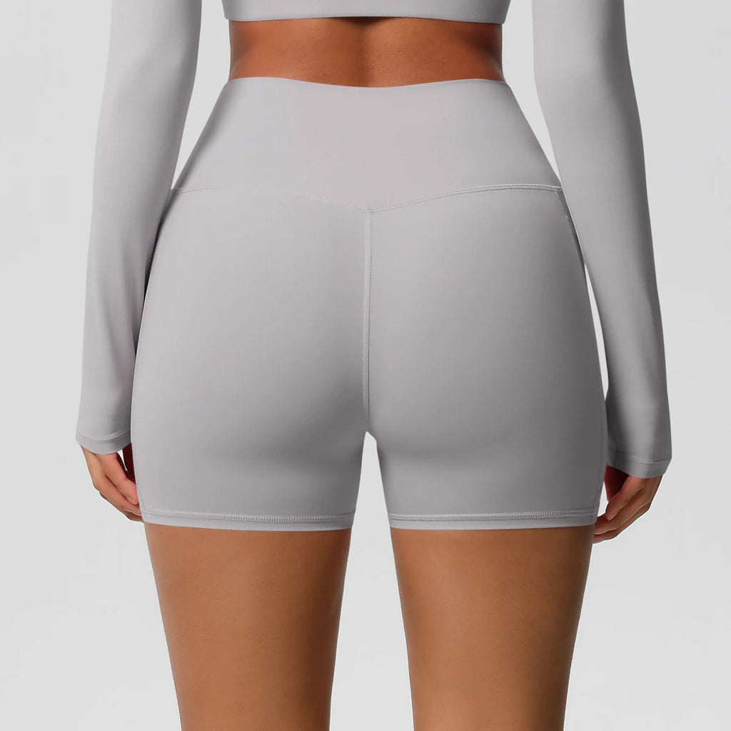Women’s Seamless High Waist Sports Shorts with Pockets