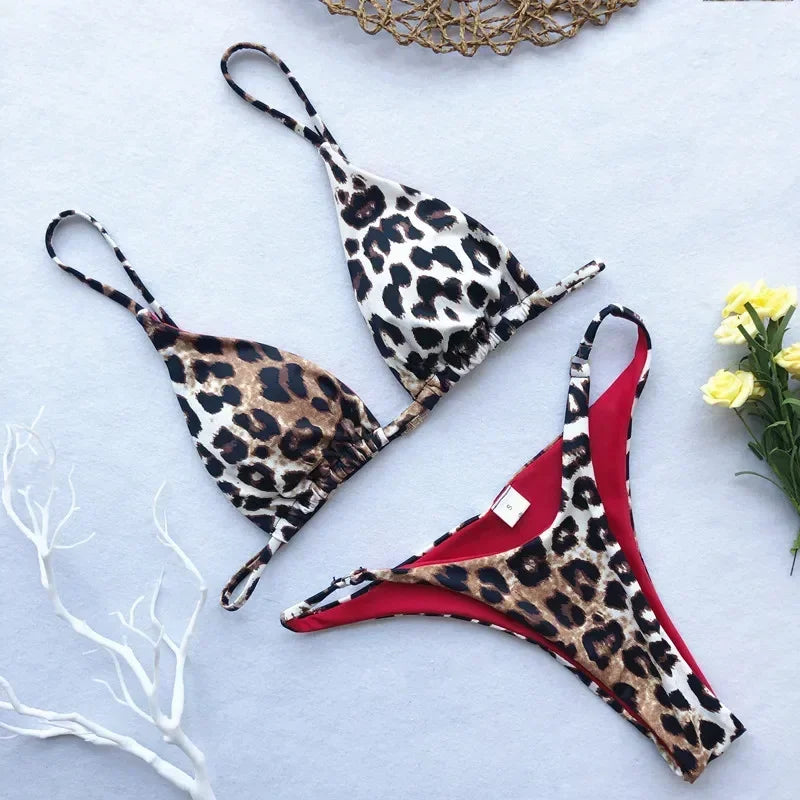 High‑Cut Micro Leopard Bikini
