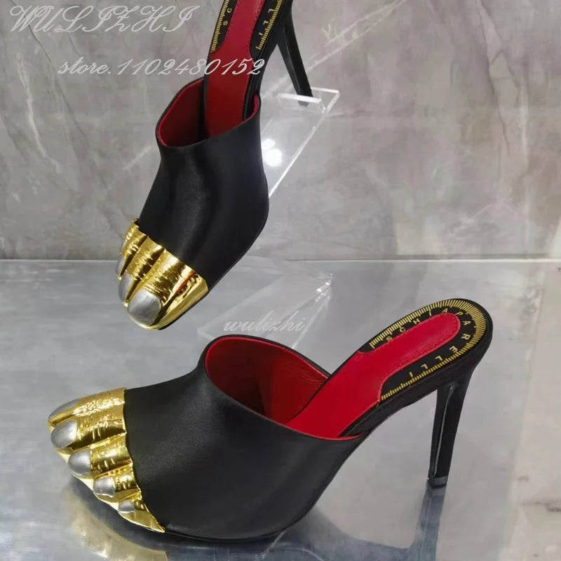 Big Bow Metallic Stiletto Sandals