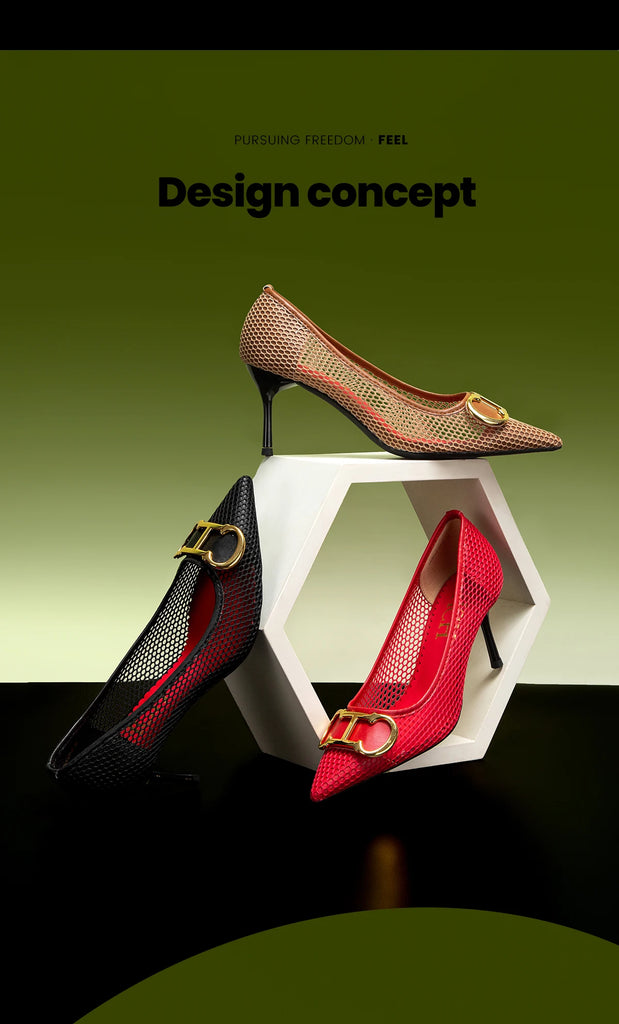 Spring New Hollow Business Women's Shoes 7cm Red Evening Shoes Women's High Heels