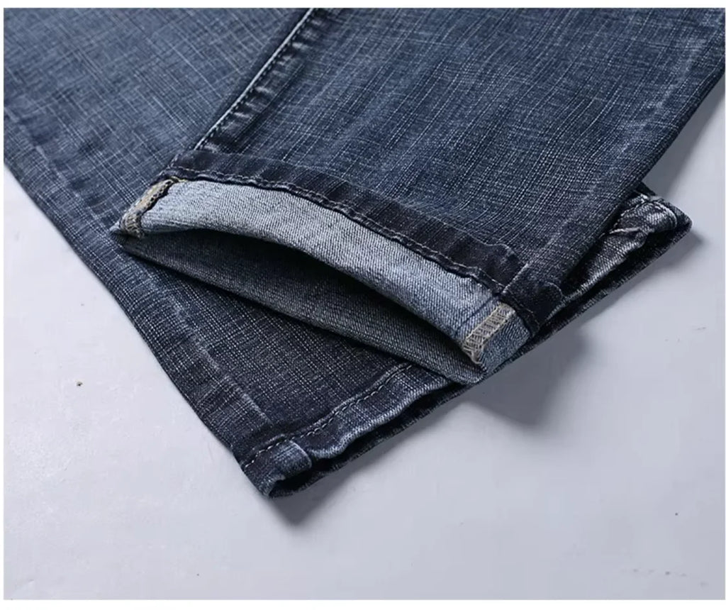 Men’s Straight Stretch Jeans – Business‑Casual Work Denim Pants | Classic Blue & Black