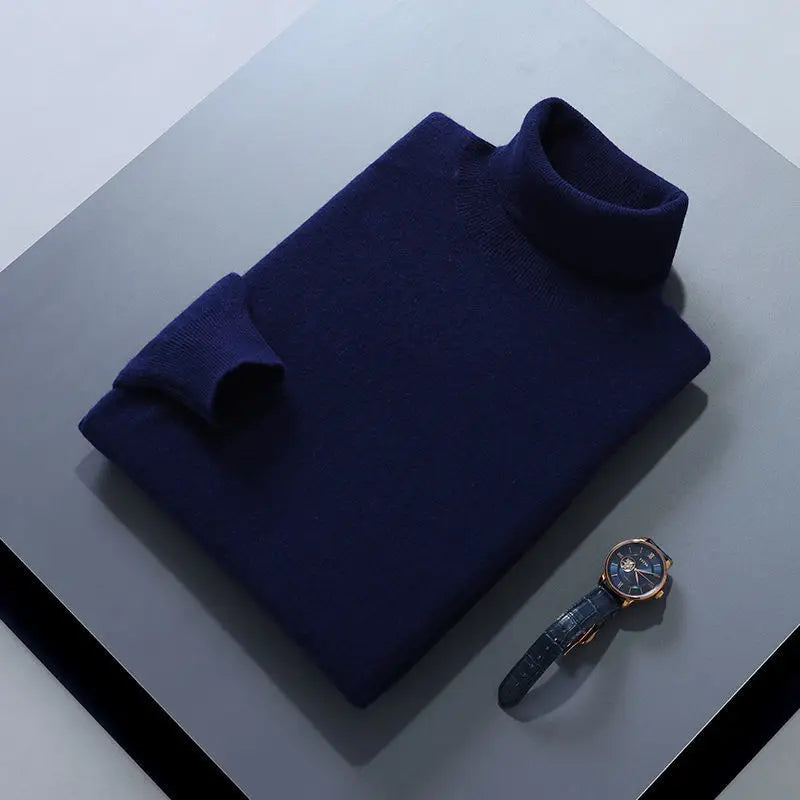 Men’s Cashmere‑Cotton Turtleneck Sweater