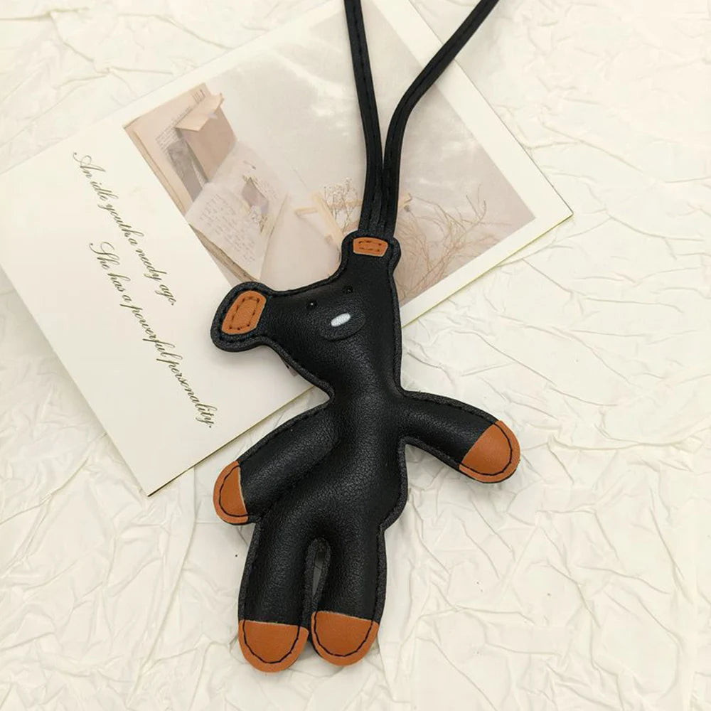Cartoon Pony Rocking Horses Keyring Women Leather Charms Bag Pendant KeyChain Cute Animal Ornament Accessories Decoration Gift
