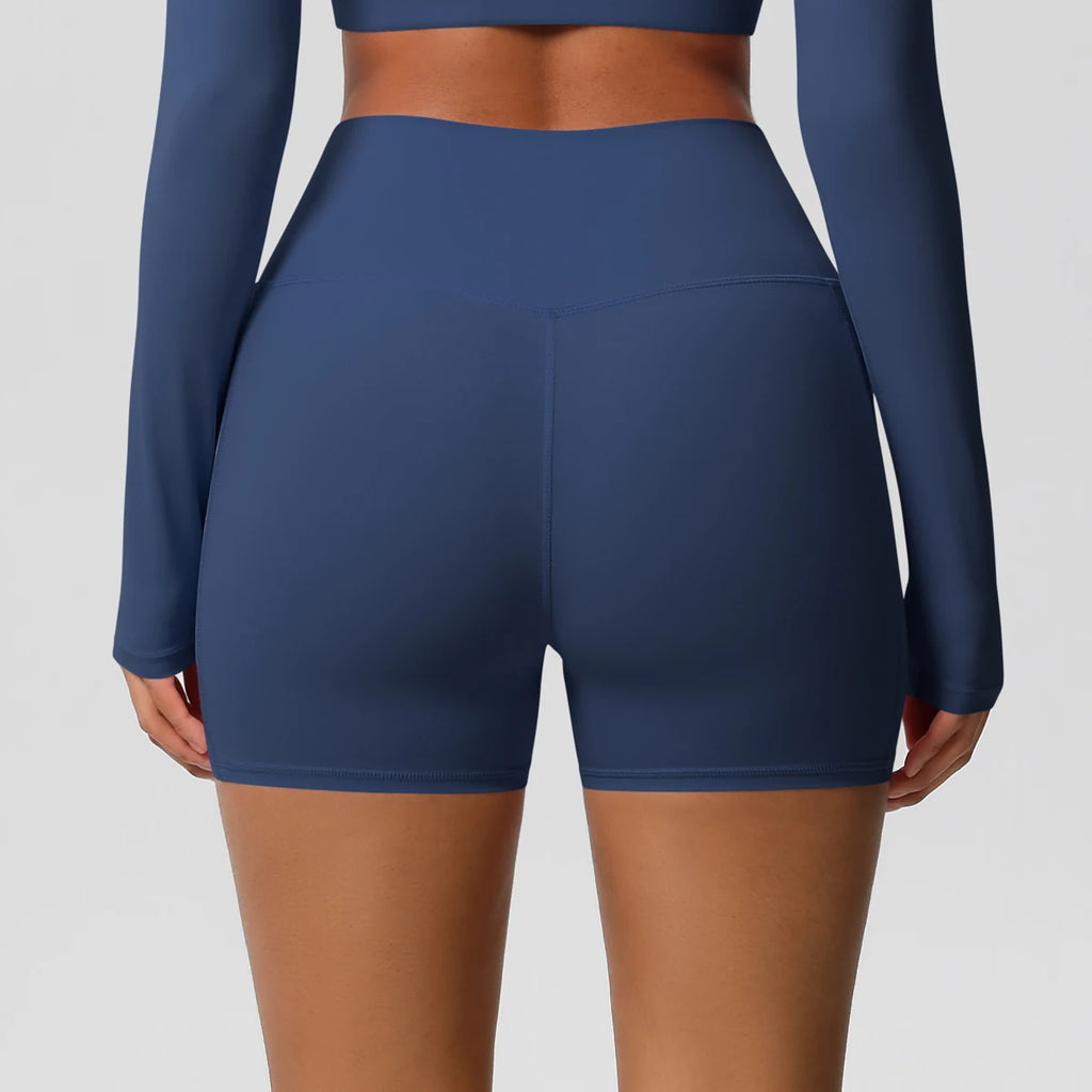 Women’s Seamless High Waist Sports Shorts with Pockets