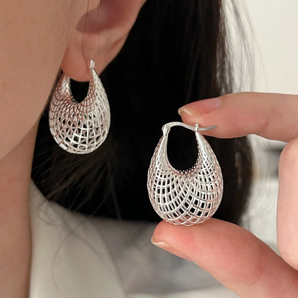 Women’s 925 Sterling Silver Vintage Web Earrings – Hypoallergenic Trendy Big Statement Party Jewelry925 Sterling Silver Vintage Earrings For Women Trendy Simple Big Web Earring Jewelry Prevent Allergy Party Accessories
