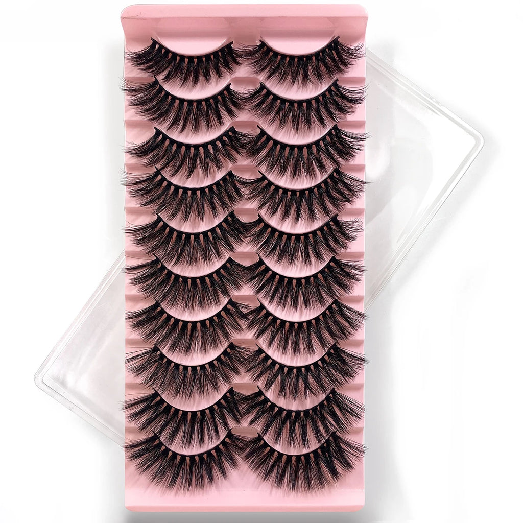 10Pairs Multipack 3D Mink Lashes False Eyelashes Handmade Wispy Fluffy Long Lashes Natural Eye Makeup Tools Eye Lashes H13 E08