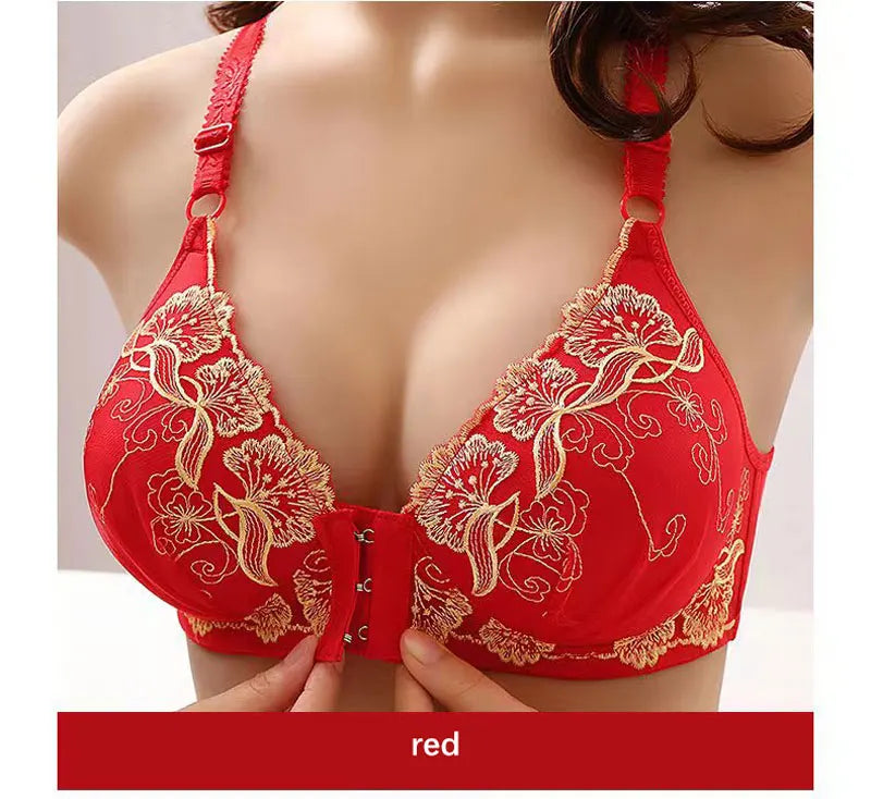 Lace Embroidery Front‑Closure Bra