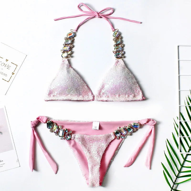 Shiny Sequins Rhinestone Diamond Bikini
