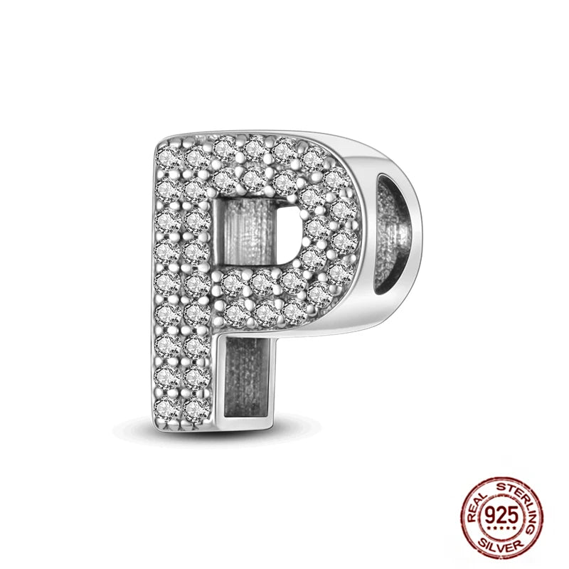 Fit Pendant Original Bracelets Charms Plata De Ley 925 Silver 26 A-Z Alphabet Letters Charm Beads For Women DIY Birthday Jewelry