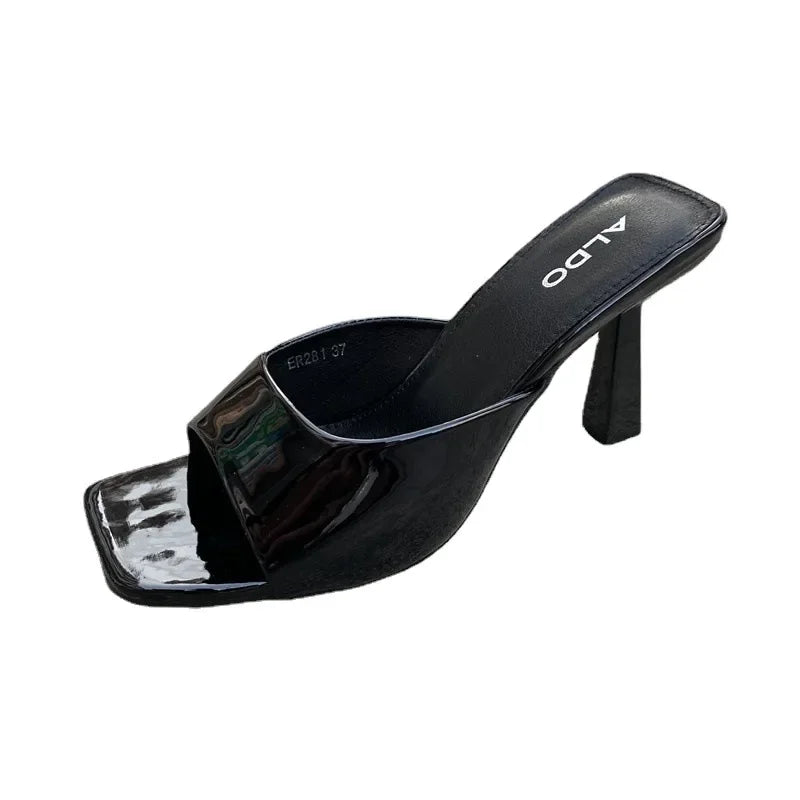 Women’s Square‑Head Thin High‑Heel Slippers