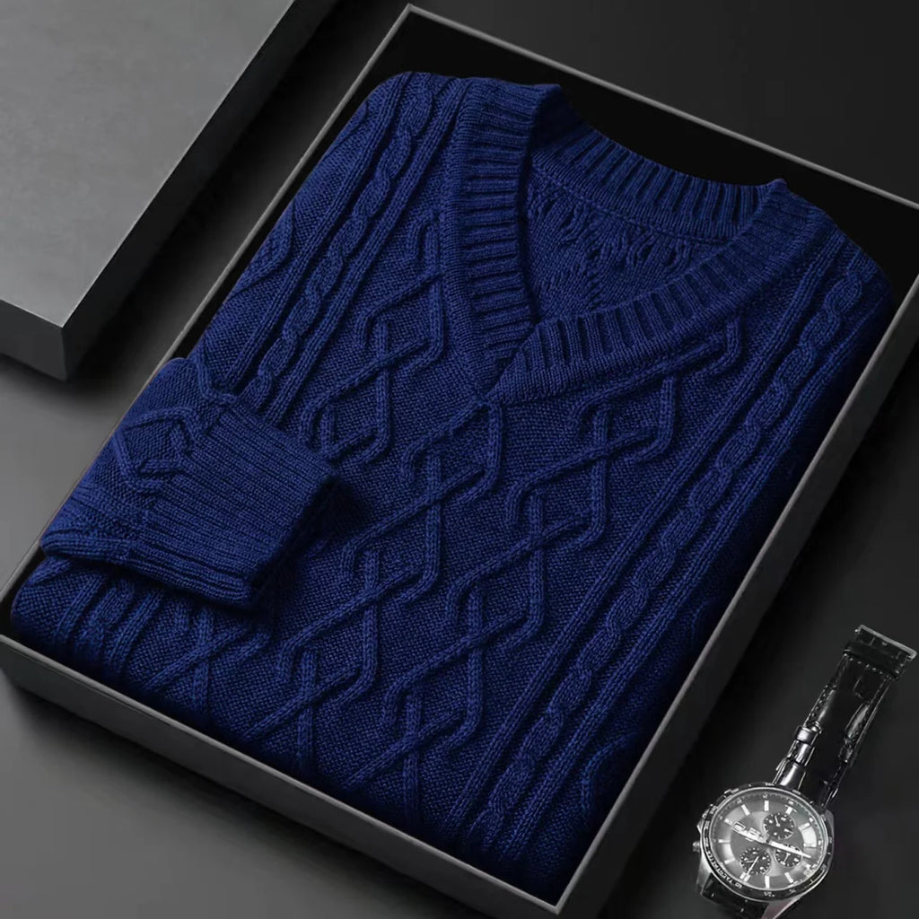 Men’s Solid‑Color Thickened Cardigan