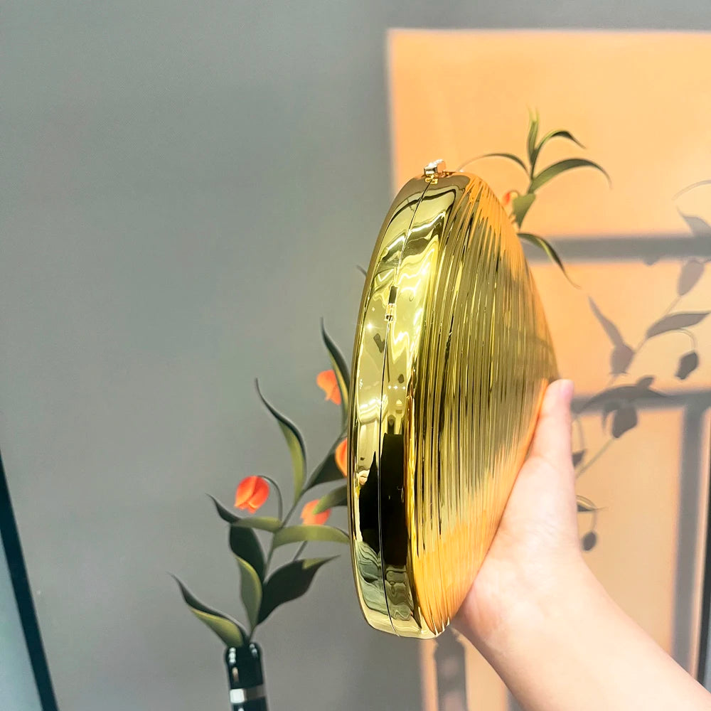 Golden Evening bag Purses and handbag luxury Designer shoulder bags funny shape Party Wedding Acrylic Shiny Clutch purse