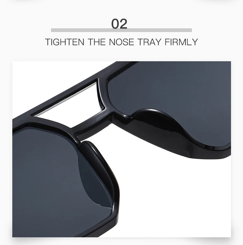 Car Sun Glasses New Fashion Double Beam Polygonal Sunglasses Retro Personalized Trendy Large Frame Eyewear European and American