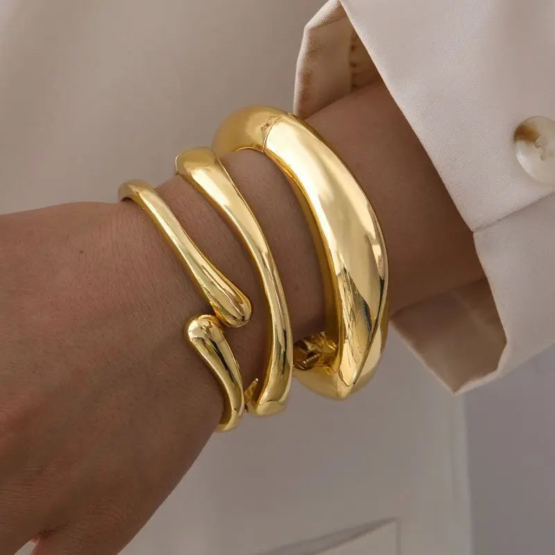 Fashion Smooth Water Drop Bangle For Women Gold Silver Color Exaggerated Geometric Bracelets Party Female Punk Jewelry Gifts