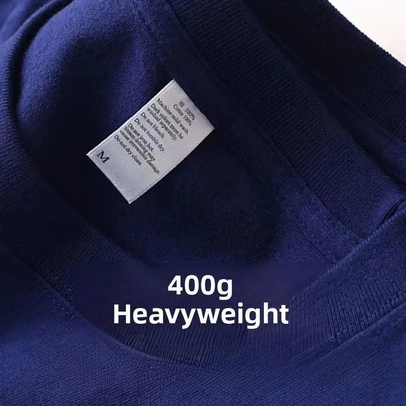 Heavyweight Pure Cotton Oversized T‑Shirt – Tianqing Color Unisex Summer Loose‑Fit Streetwear Tee