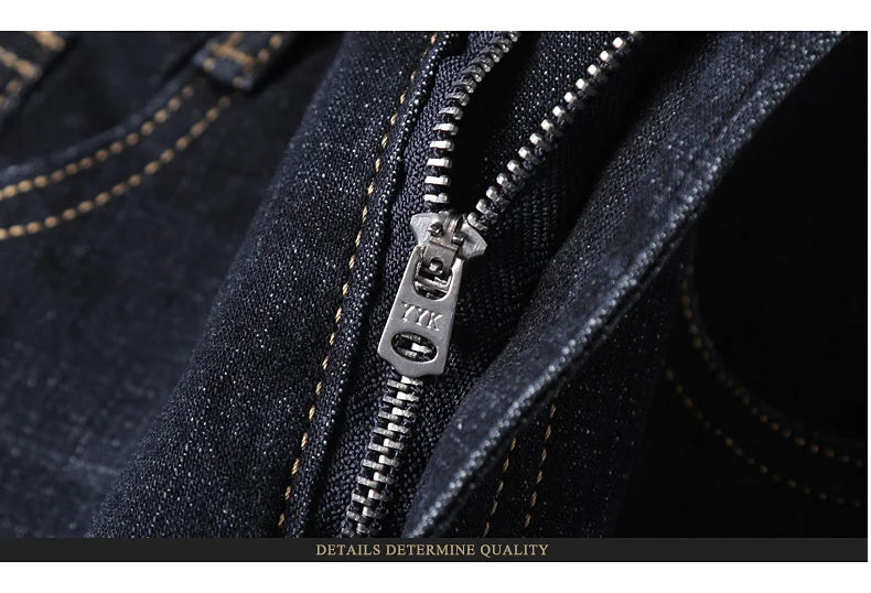 Men’s Soft Black Biker Jeans – Classic Stretch Denim Pants (Sizes 32–38) | Masculine Slim/Straight Fit Moto Style