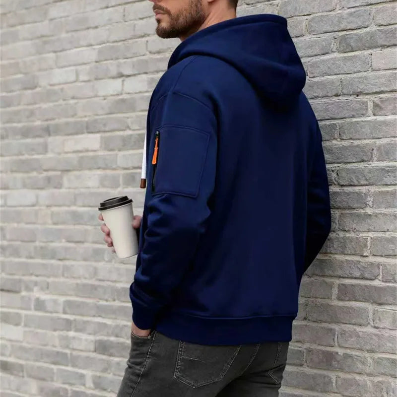 Men’s Multi‑Pocket Arm‑Zipper Hoodie