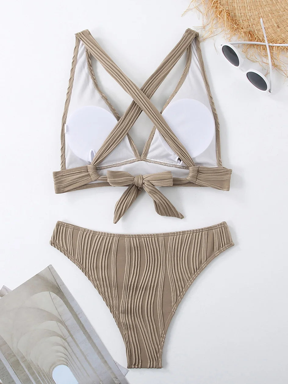Sexy Criss‑Cross Tie‑Back Bikini