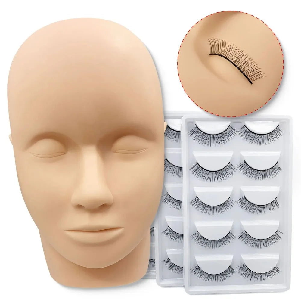Eyelash Extension Training Head & Lashes Pack – Professional Practice Mannequin for Lash Extension Training